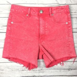American Eagle Red Stretch Jean Shorts 4